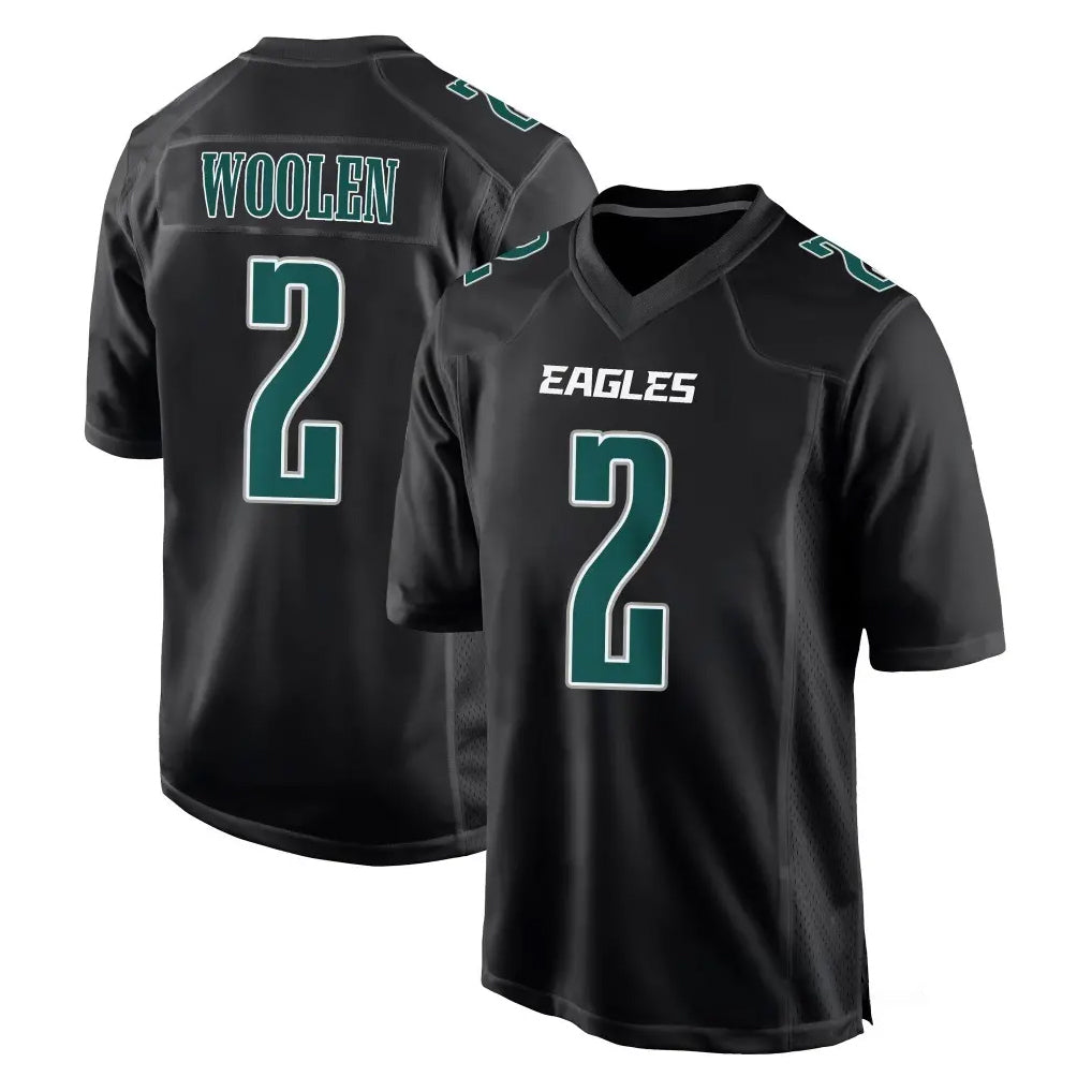 Vanessashop P.Eagles #2 Riq Woolen Player Carbon Black Fashion Home Game Stitched Jerseys