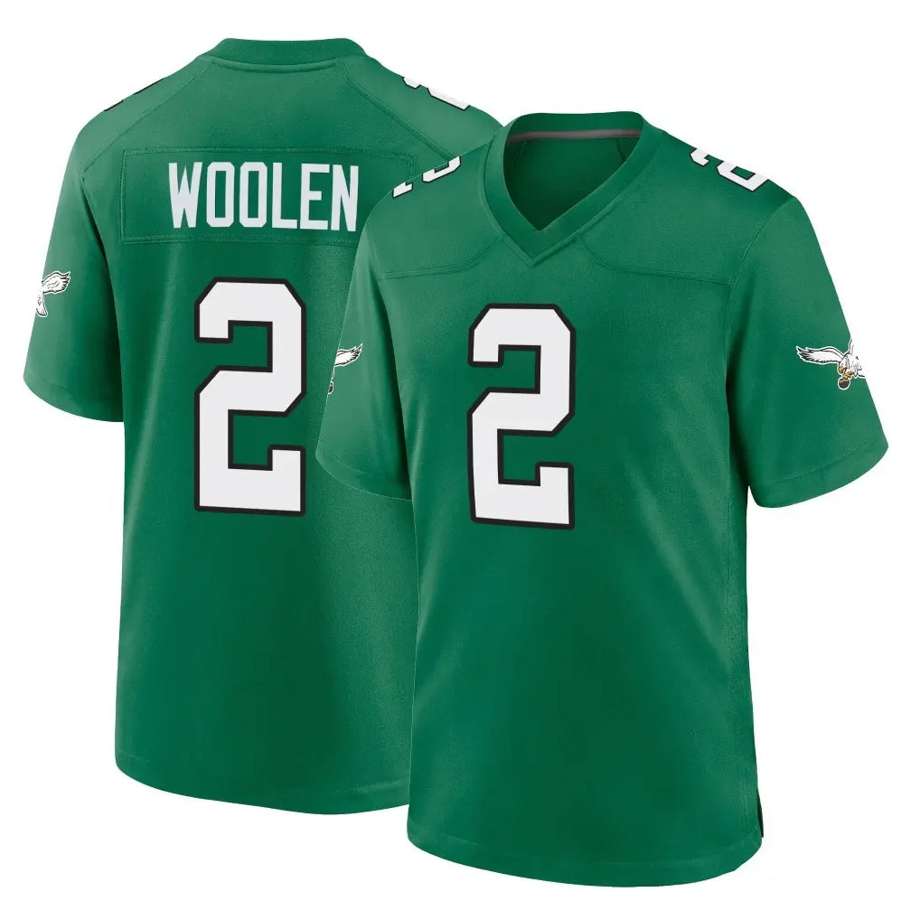 Vanessashop P.Eagles #2 Riq Woolen Player Green Kelly Alternate Home Game Stitched Jerseys