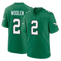 Vanessashop P.Eagles #2 Riq Woolen Player Green Kelly Alternate Home Game Stitched Jerseys