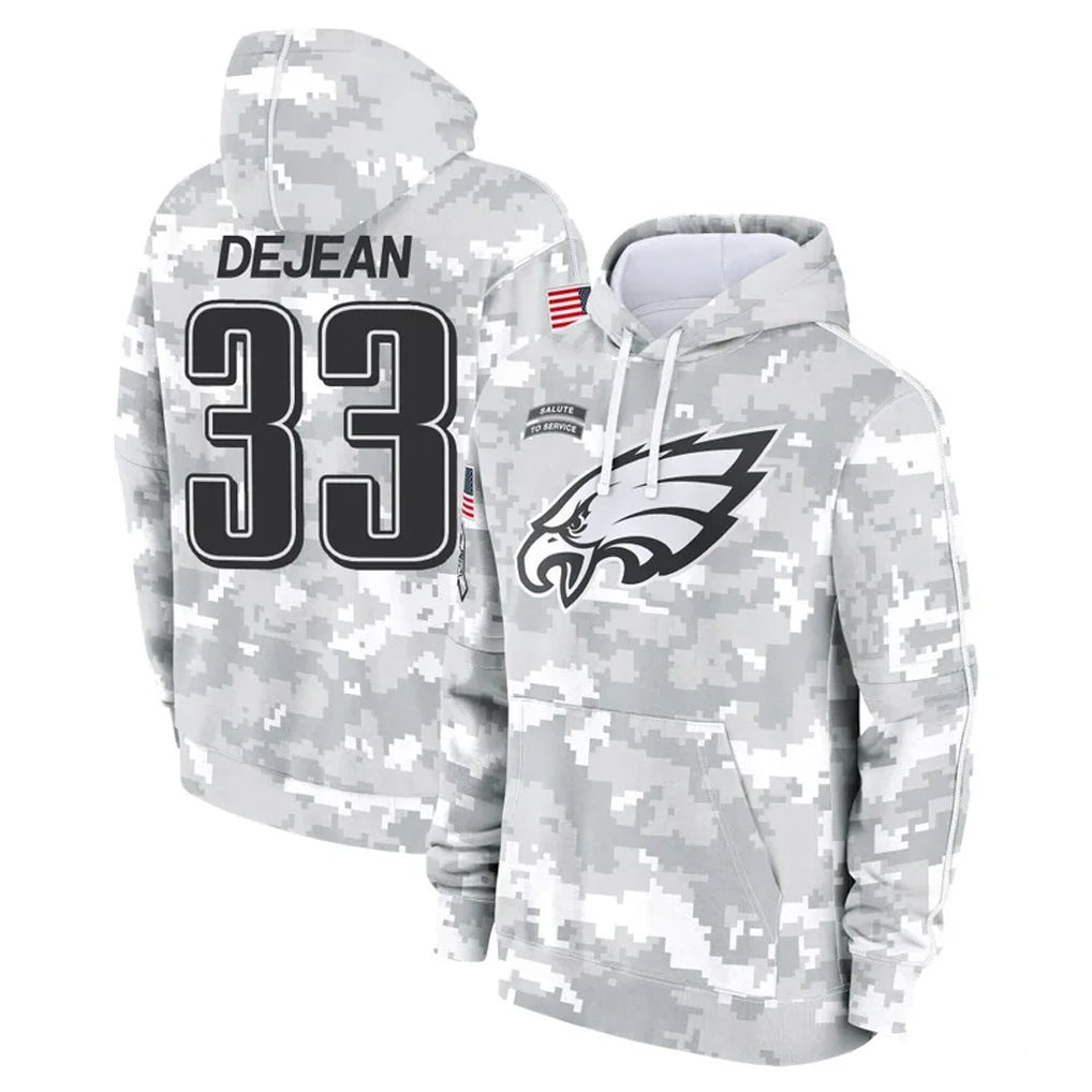 Vanessashop P.Eagles #33 Cooper DeJean Player Arctic Camo Salute to Service Pullover Hoodies Limited Game Stitched Jerseys