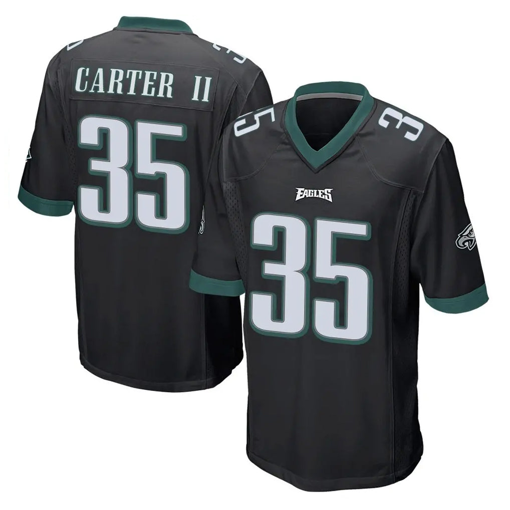 Vanessashop P.Eagles #35 Michael Carter II Player Black Home Game Stitched Jerseys