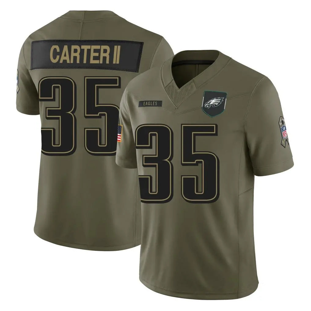 Vanessashop P.Eagles #35 Michael Carter II Player Olive 2025 Salute To Service Limited Stitched Jerseys