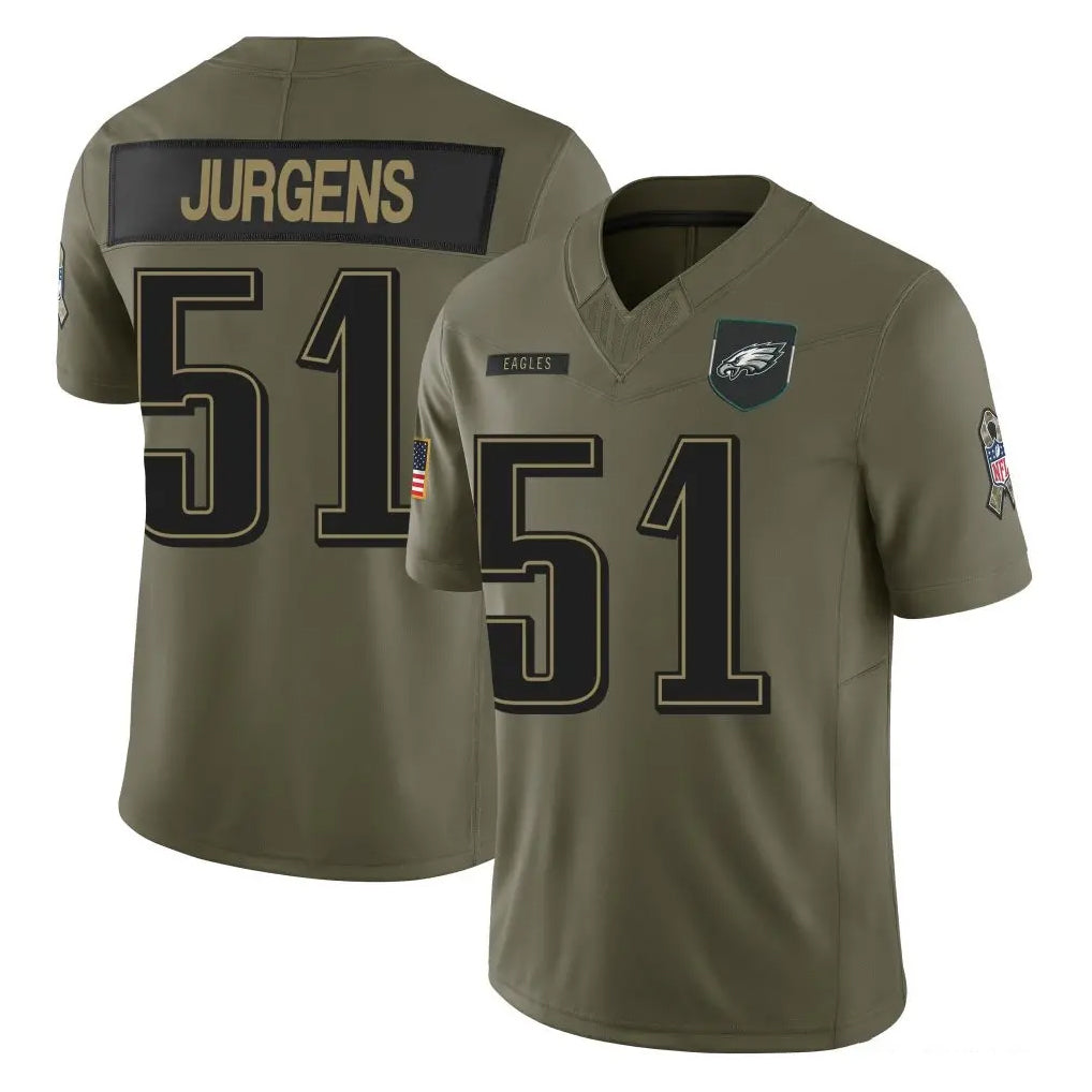 Vanessashop P.Eagles #51 Cam Jurgens Player Olive 2025 Salute To Service Limited Stitched Jerseys