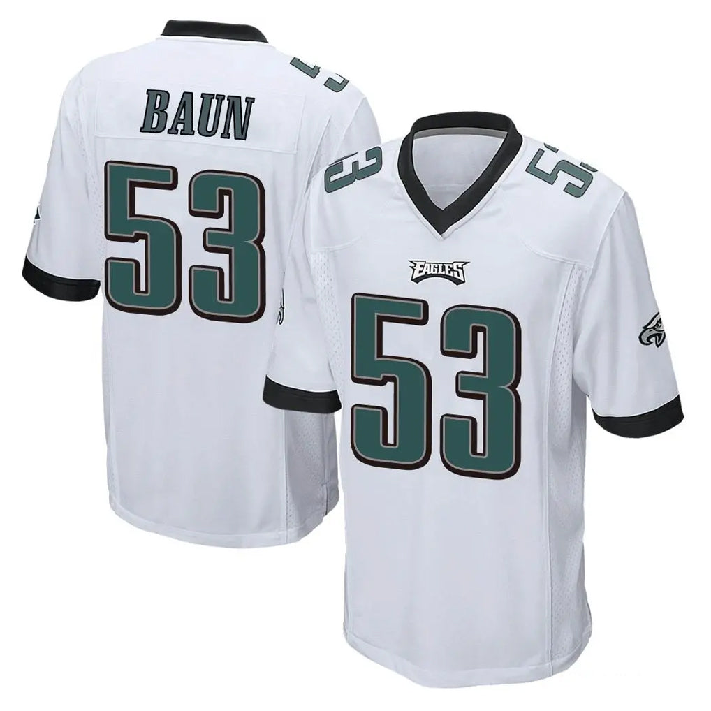 Vanessashop P.Eagles #53 Zack Baun Player White Home Game Stitched Jerseys