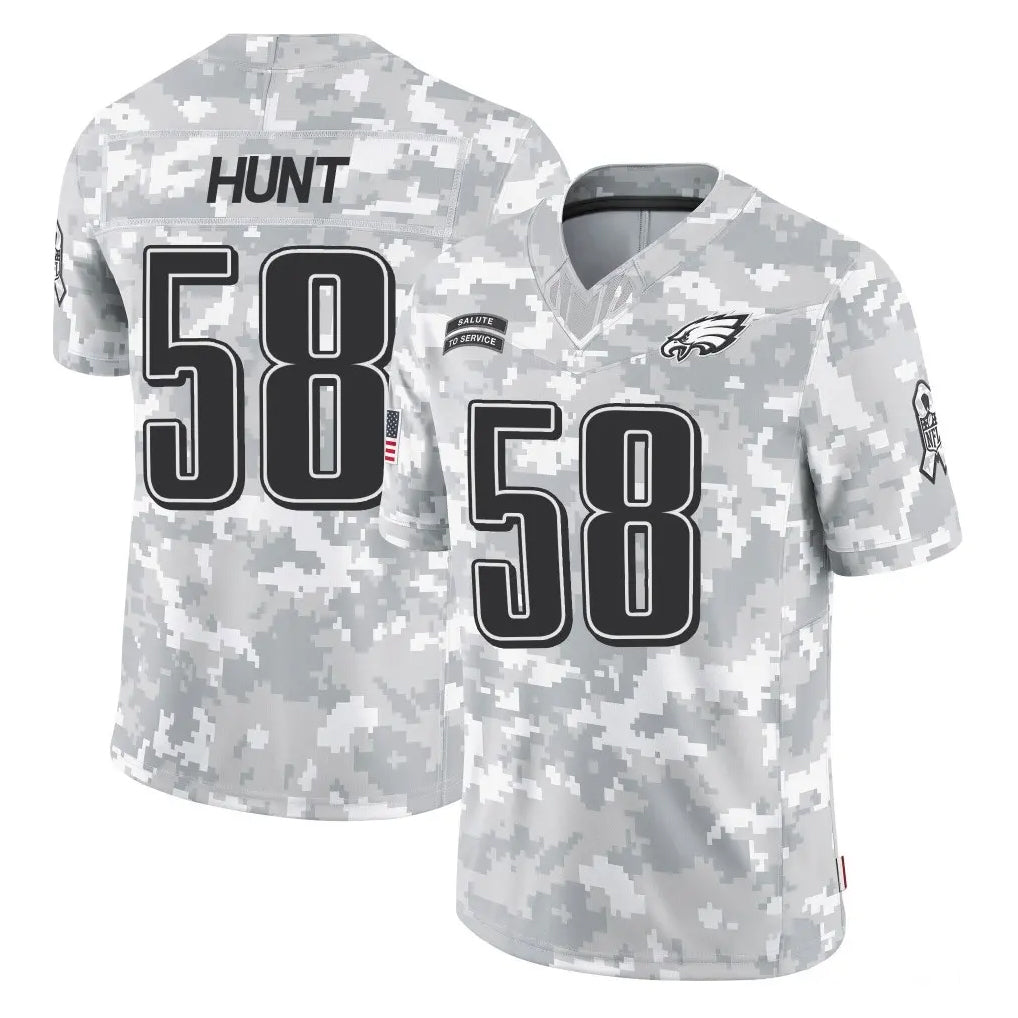 Vanessashop P.Eagles #58 Jalyx Hunt Player Arctic Camo Salute to Service Limited Game Stitched Jerseys