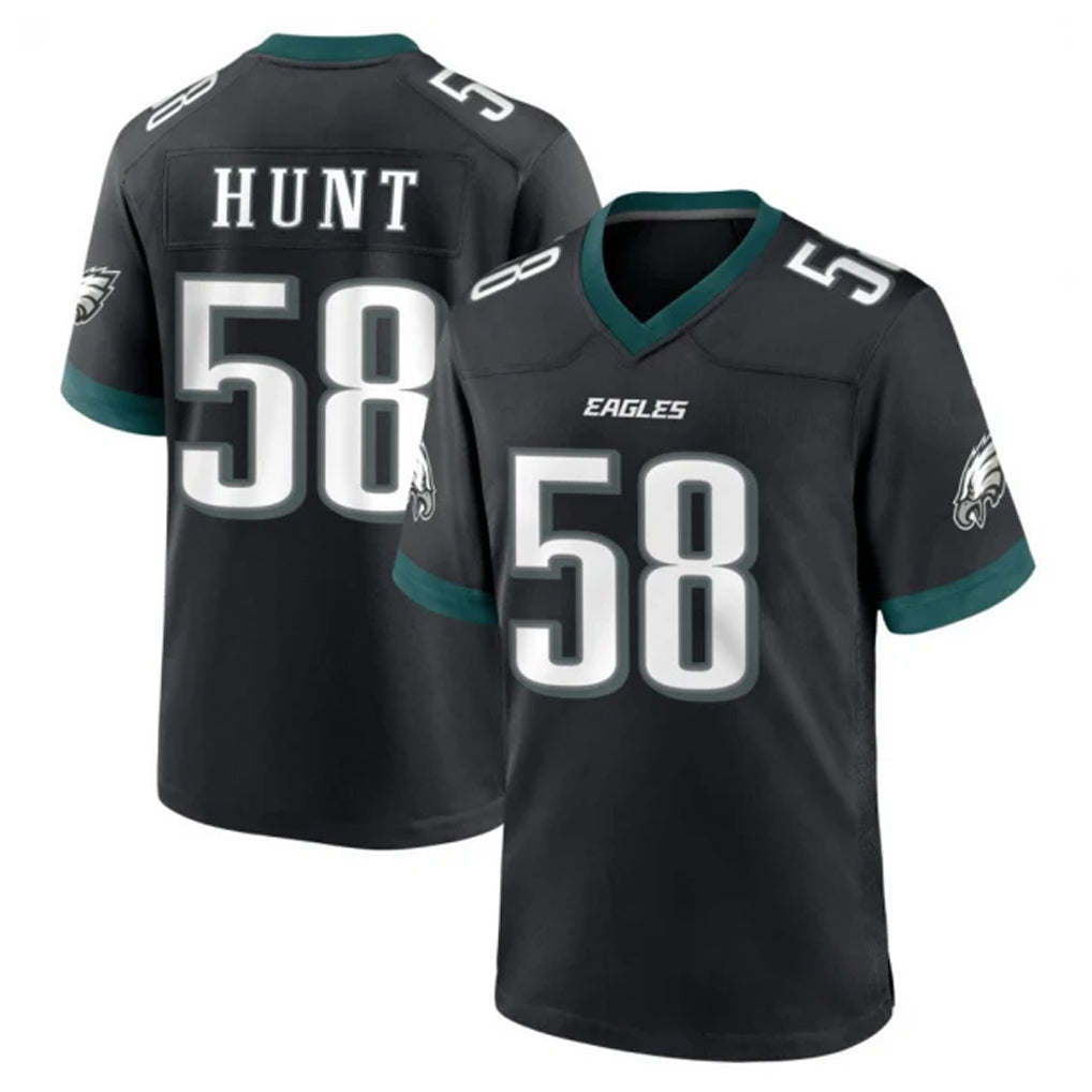 Vanessashop P.Eagles #58 Jalyx Hunt Player Black Game Home Stitched Jerseys
