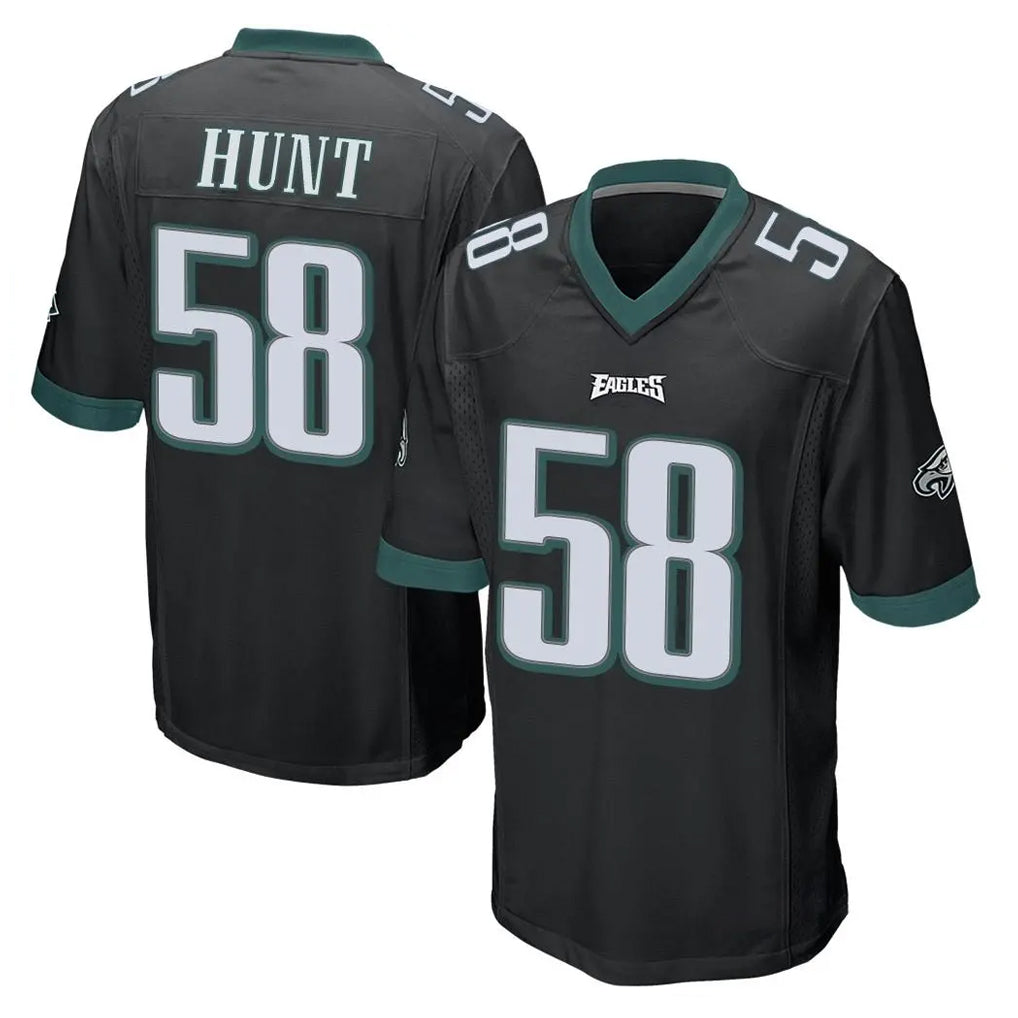 Vanessashop P.Eagles #58 Jalyx Hunt Player Black Home Game Stitched Jerseys