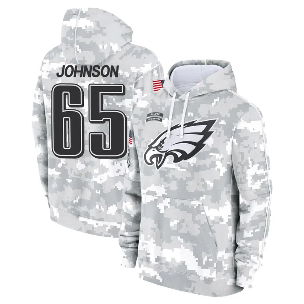 Vanessashop P.Eagles #65 Lane Johnson Player Arctic Camo Salute to Service Pullover Hoodies Limited Game Stitched Jerseys