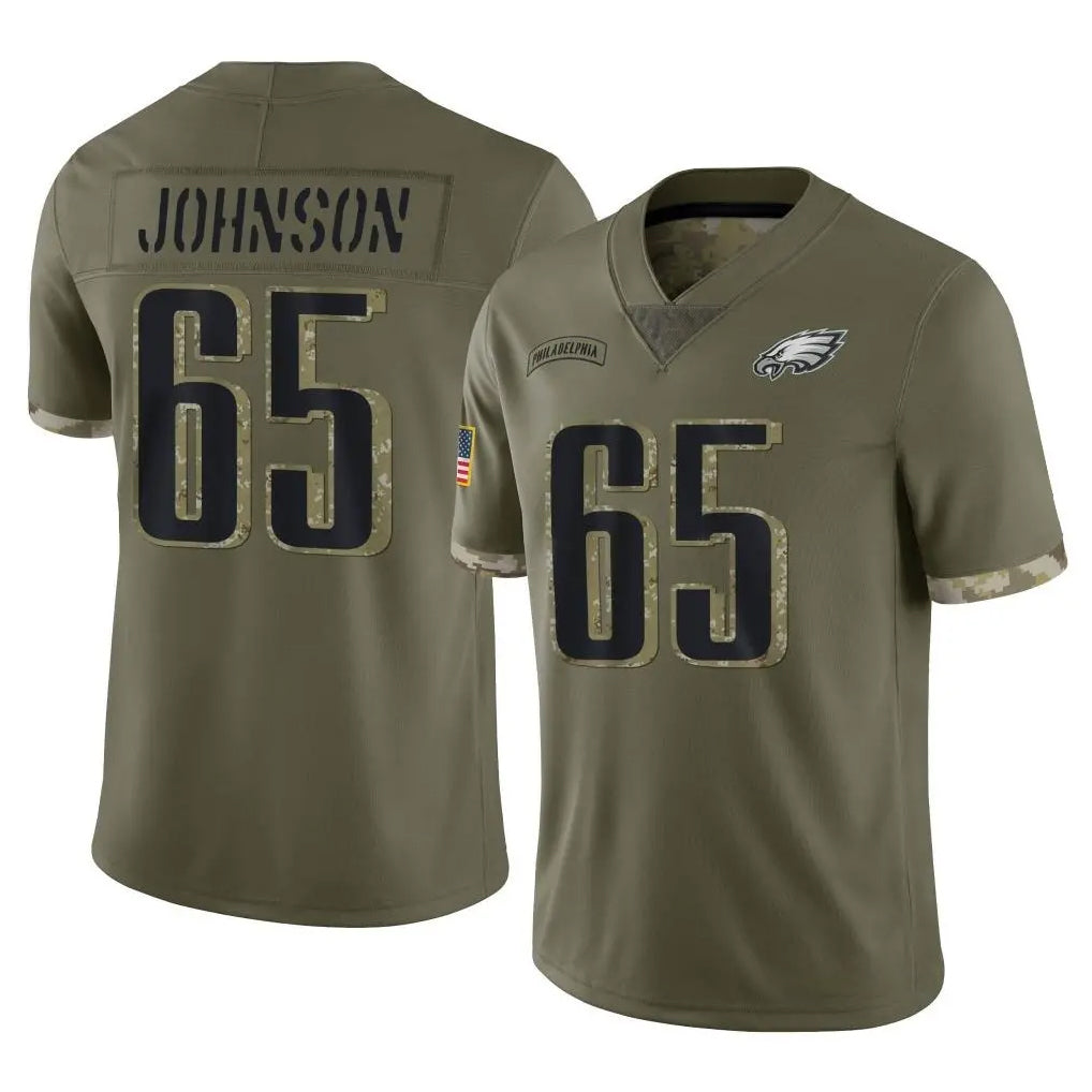 Vanessashop P.Eagles #65 Lane Johnson Player Olive Salute To Service Limited Stitched Jerseys