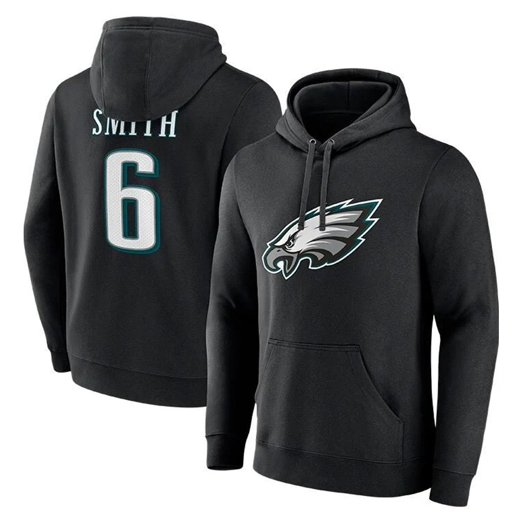 Vanessashop P.Eagles #6 DeVonta Smith Player Black Pullover Hoodies Home Game Stitched Jerseys