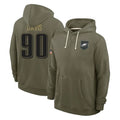 Vanessashop P.Eagles #90 Jordan Davis Player Olive Salute to Service Pullover Hoodies Limited Stitched Jerseys
