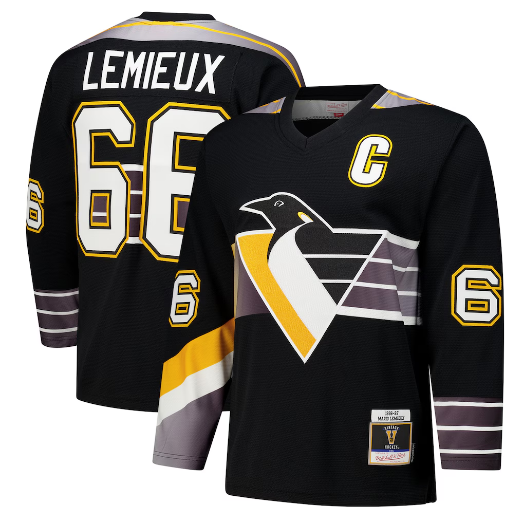 Vanessashop P.Penguins #66 Mario Lemieux Black 1996?97 Power Play Jerseys