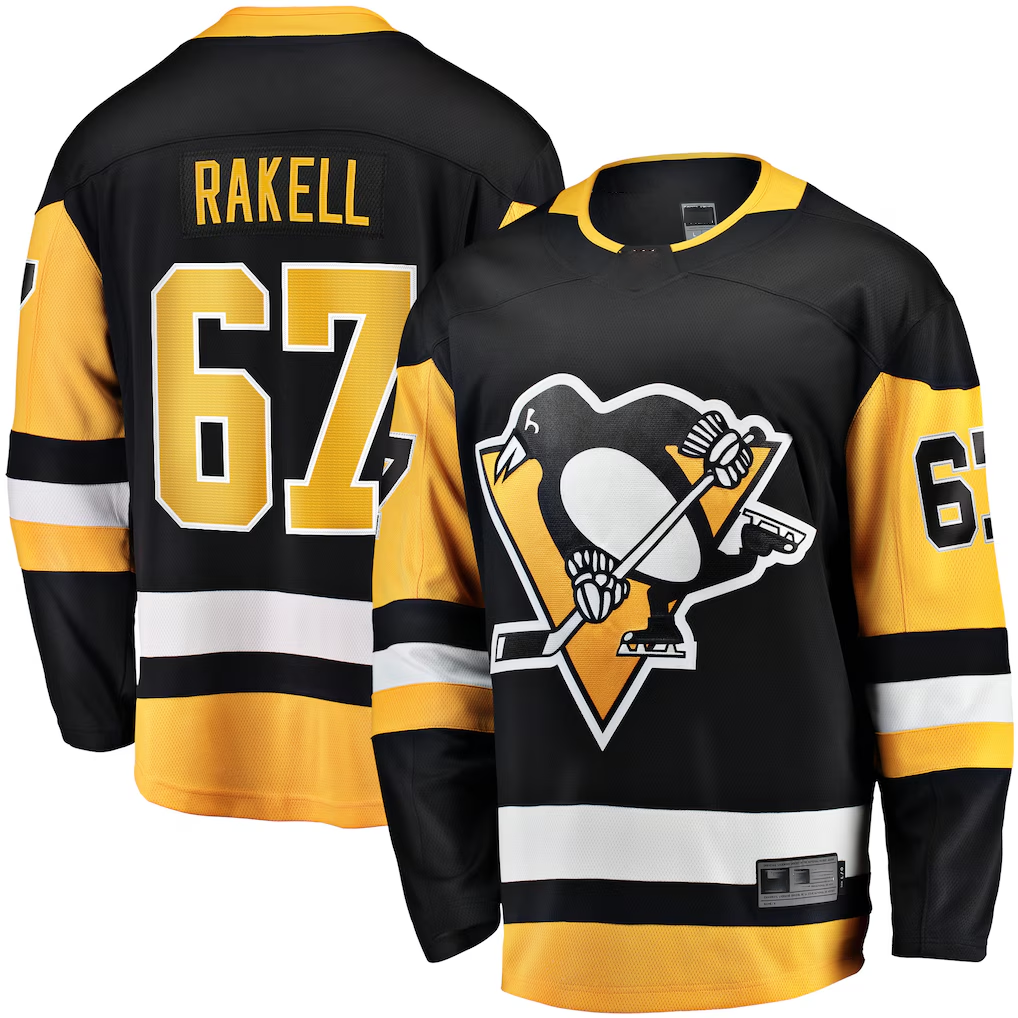 Vanessashop P.Penguins #67 Rickard Rakell Black Home Breakaway Player Jerseys