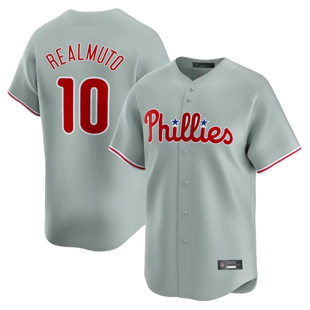 Vanessashop P.Phillies #10 J.T. Realmuto Player Gray Home Limited Stitched Jerseys