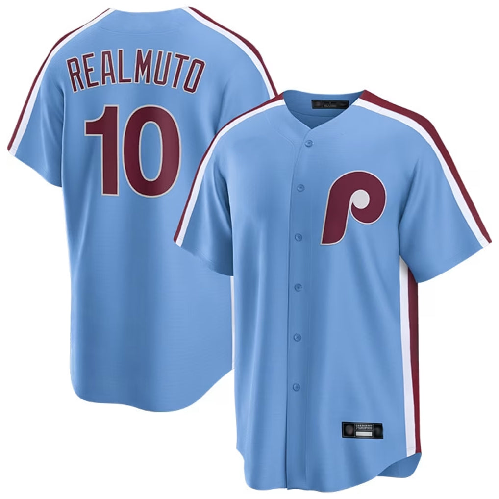 Vanessashop P.Phillies #10 J.T. Realmuto Player Light Blue Home Game Stitched Jerseys