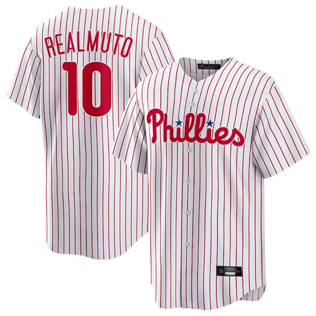 Vanessashop P.Phillies #10 J.T. Realmuto Player White Home Game Stitched Jerseys