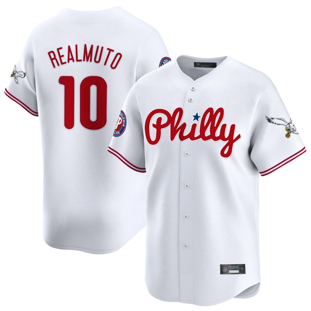 Vanessashop P.Phillies #10 J.T. Realmuto Player White Phillies & Eagles Vapor Premier Limited Stitched Jerseys