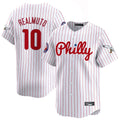 Vanessashop P.Phillies #10 J.T. Realmuto Player White Pinstripe Phillies & Eagles Vapor Premier Limited Stitched Jerseys