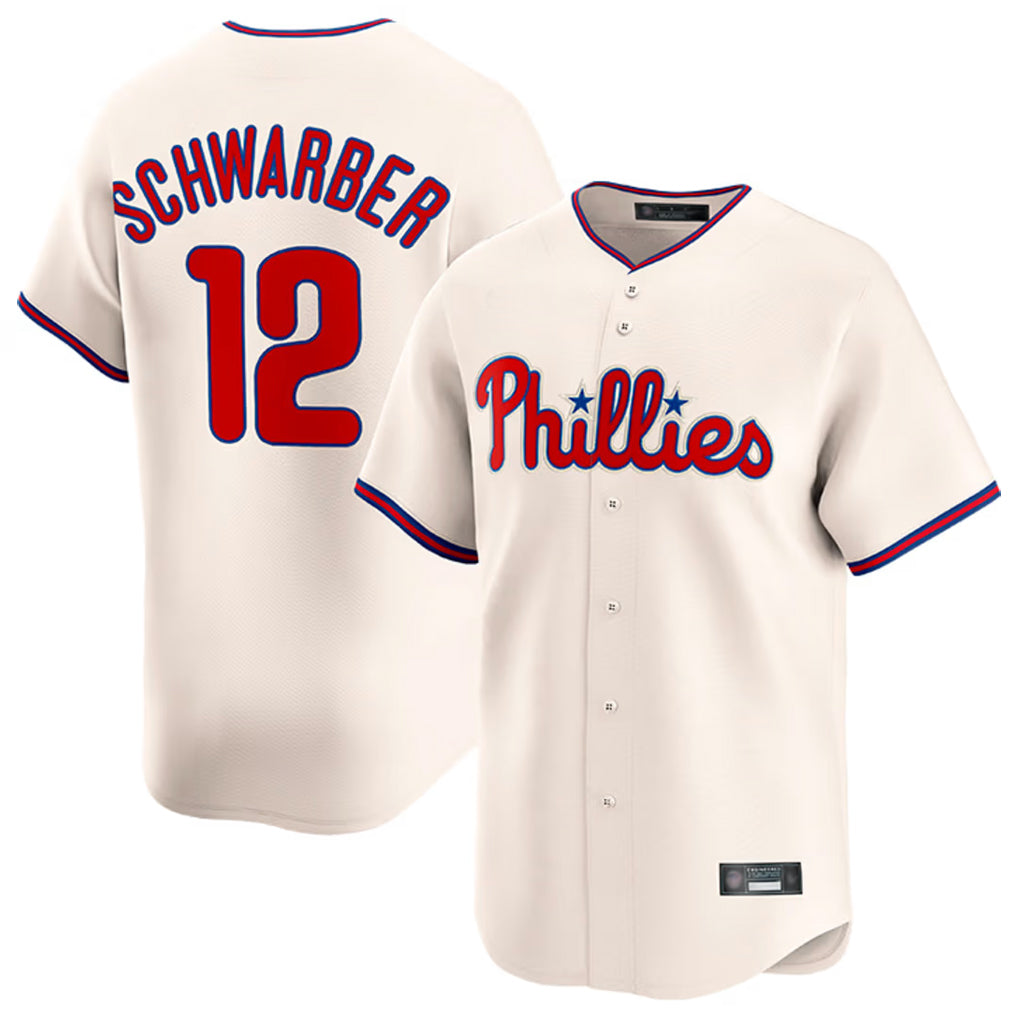 Vanessashop P.Phillies #12 Kyle Schwarber Player Cream Home Limited Stitched Jerseys