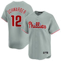 Vanessashop P.Phillies #12 Kyle Schwarber Player Gray Home Limited Stitched Jerseys