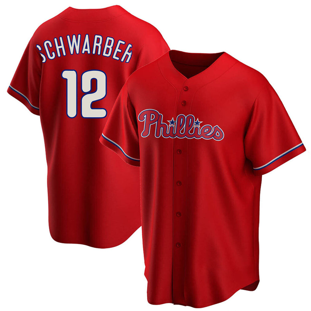 Vanessashop P.Phillies #12 Kyle Schwarber Player Red Home Game Stitched Jerseys
