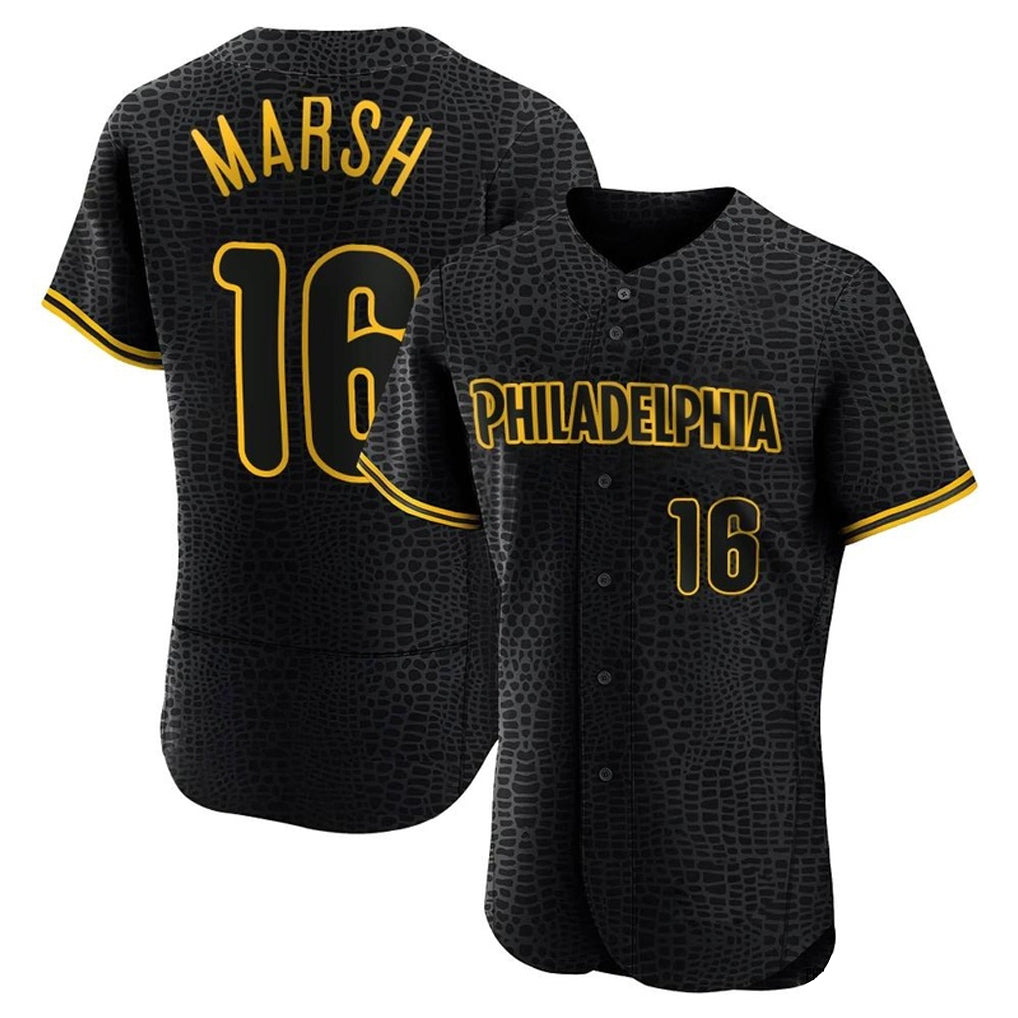 Vanessashop P.Phillies #16 Brandon Marsh Player Black Snake Skin City Home Limited Elite Stitched Jerseys