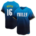 Vanessashop P.Phillies #16 Brandon Marsh Player Blue City Connect Home Limited Stitched Jerseys