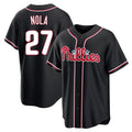 Vanessashop P.Phillies #27 Aaron Nola Player Black Fashion Out Home Game Stitched Jerseys