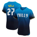 Vanessashop P.Phillies #27 Aaron Nola Player Blue City Connect Home Limited Elite Stitched Jerseys