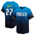 Vanessashop P.Phillies #27 Aaron Nola Player Blue City Connect Home Limited Stitched Jerseys