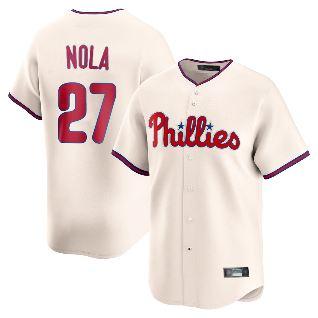 Vanessashop P.Phillies #27 Aaron Nola Player Cream Home Limited Stitched Jerseys
