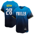 Vanessashop P.Phillies #28 Alec Bohm Player Blue City Connect Home Limited Stitched Jerseys