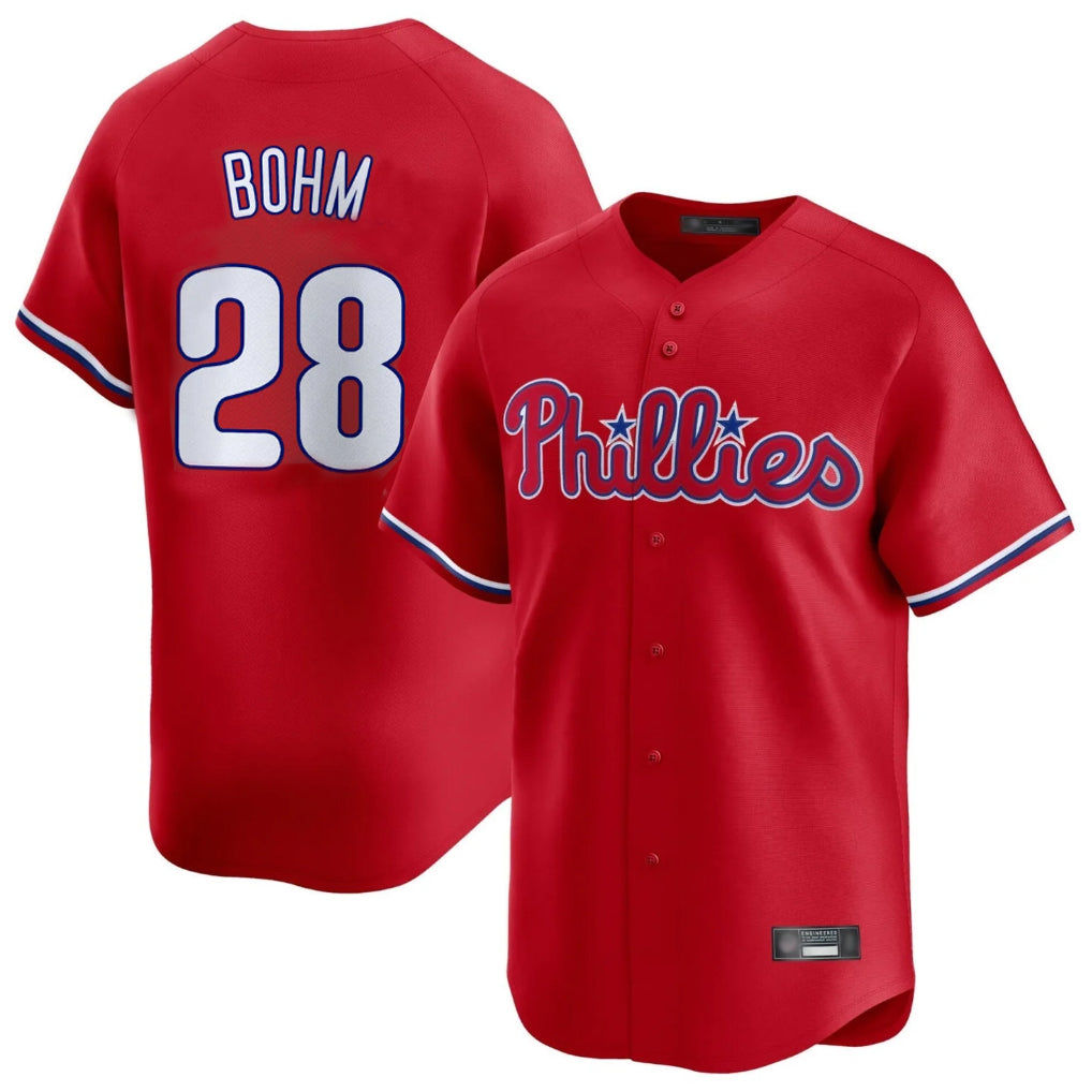 Vanessashop P.Phillies #28 Alec Bohm Player Red Home Limited Stitched Jerseys