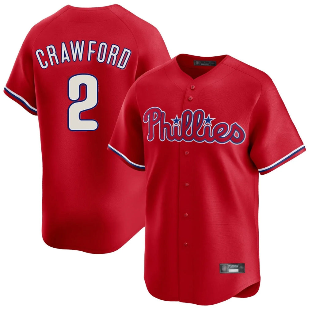 Vanessashop P.Phillies #2 Justin Crawford Player Red Home Limited Stitched Jerseys