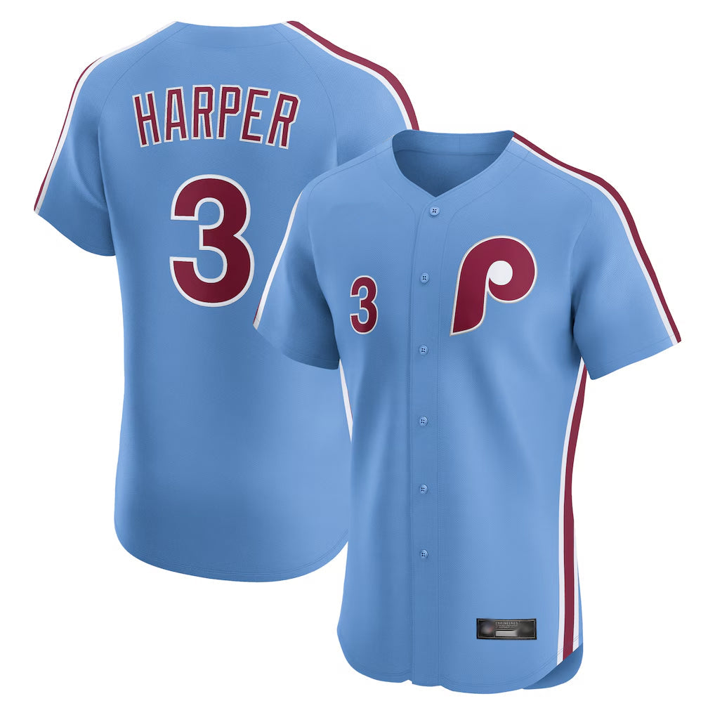 Vanessashop P.Phillies #3 Bryce Harper Player Light Blue Home Limited Elite Stitched Jerseys