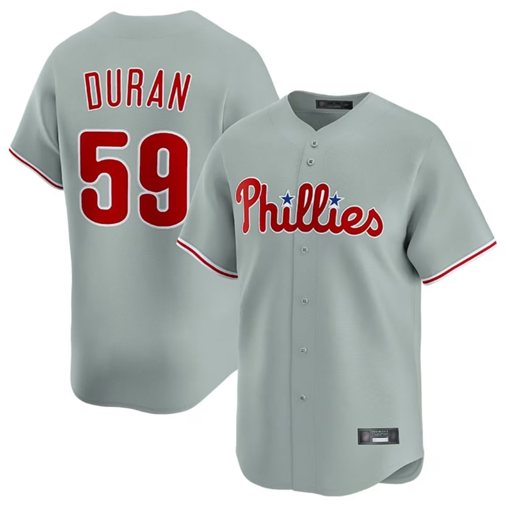 Vanessashop P.Phillies #59 Jhoan Duran Player Gray Home Limited Stitched Jerseys