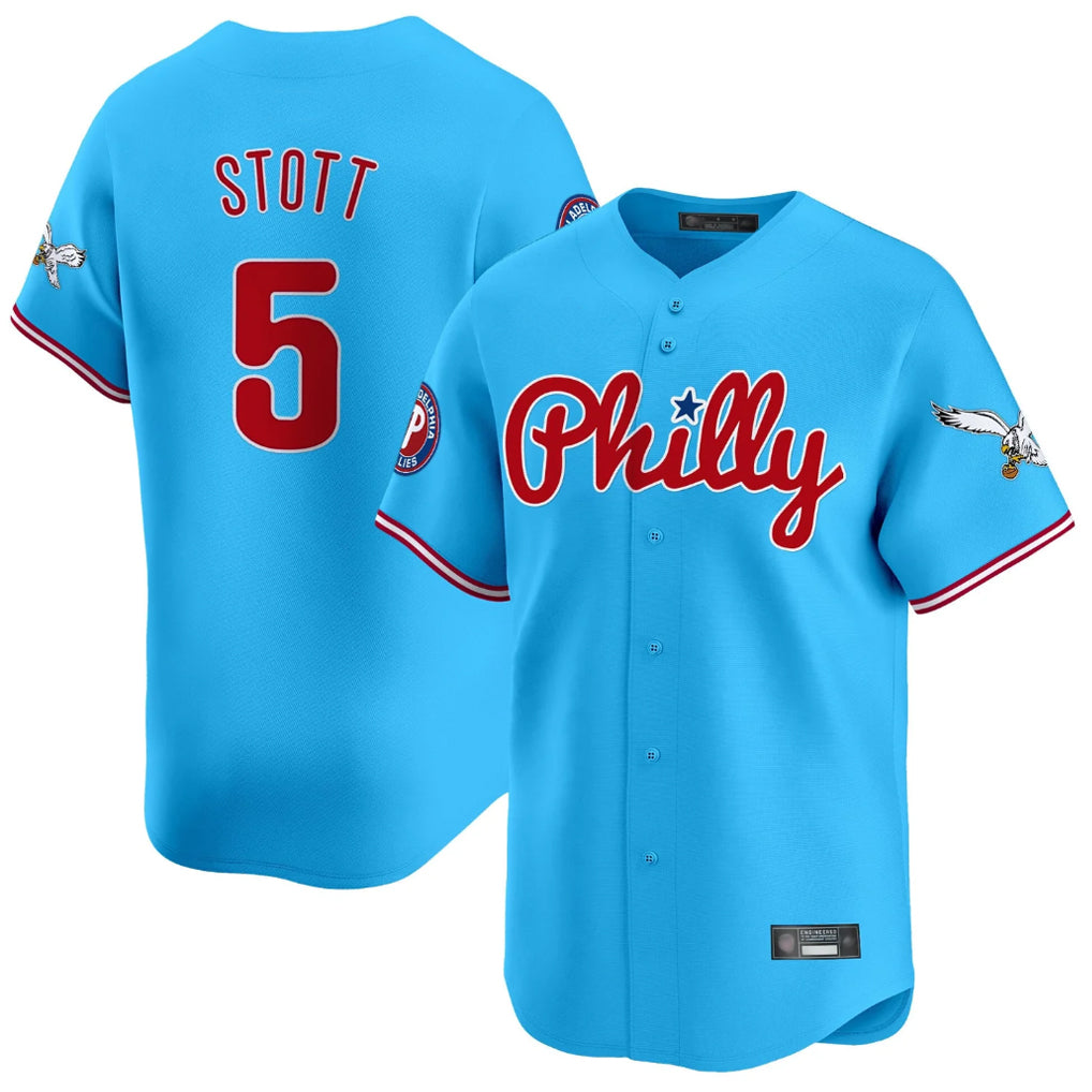 Vanessashop P.Phillies #5 Bryson Stott Player Light Blue Phillies & Eagles Vapor Premier Limited Stitched Jerseys
