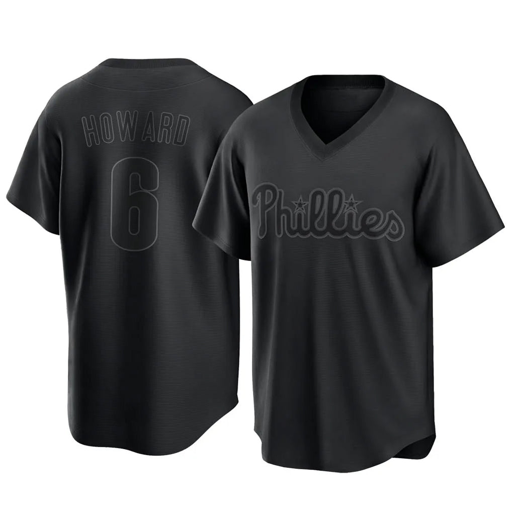 Vanessashop P.Phillies #6 Ryan Howard Player Black Pitch Fashion Limited T-shirt Stitched Jerseys