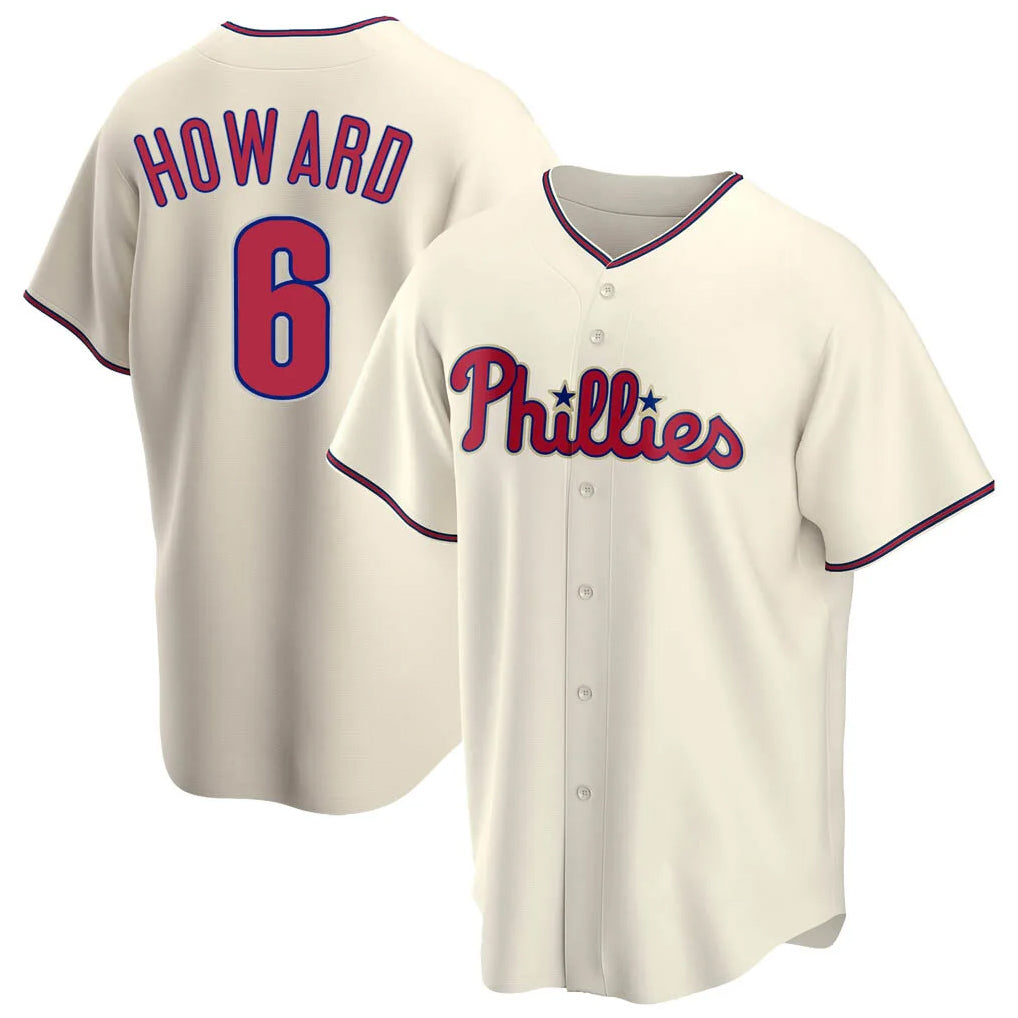 Vanessashop P.Phillies #6 Ryan Howardr Player Cream Home Game Stitched Jerseys