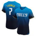 Vanessashop P.Phillies #7 Trea Turner Player Blue City Connect Home Limited Elite Stitched Jerseys