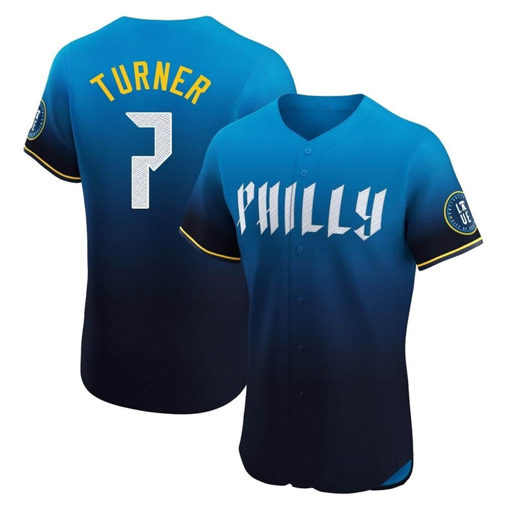 Vanessashop P.Phillies #7 Trea Turner Player Blue City Connect Home Limited Elite Stitched Jerseys