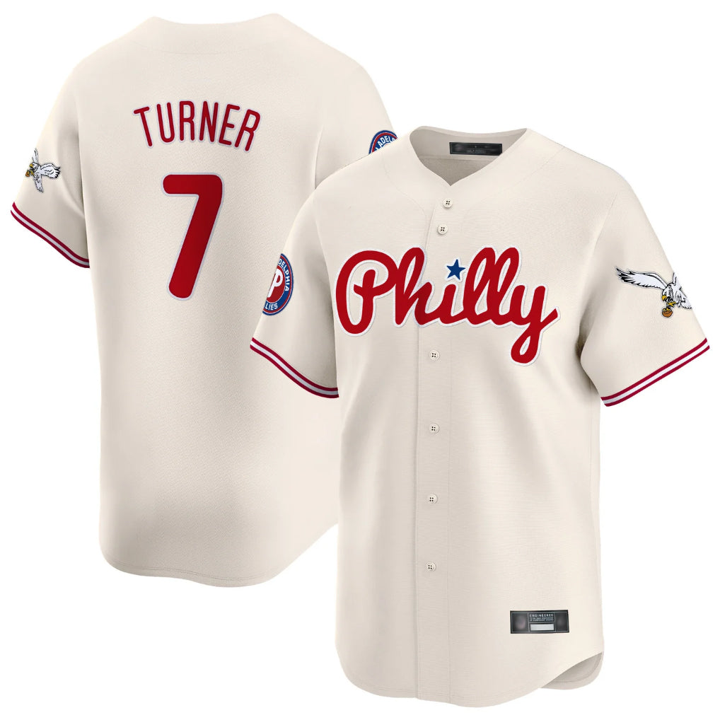 Vanessashop P.Phillies #7 Trea Turner Player Cream Phillies & Eagles Vapor Premier Limited Stitched Jerseys