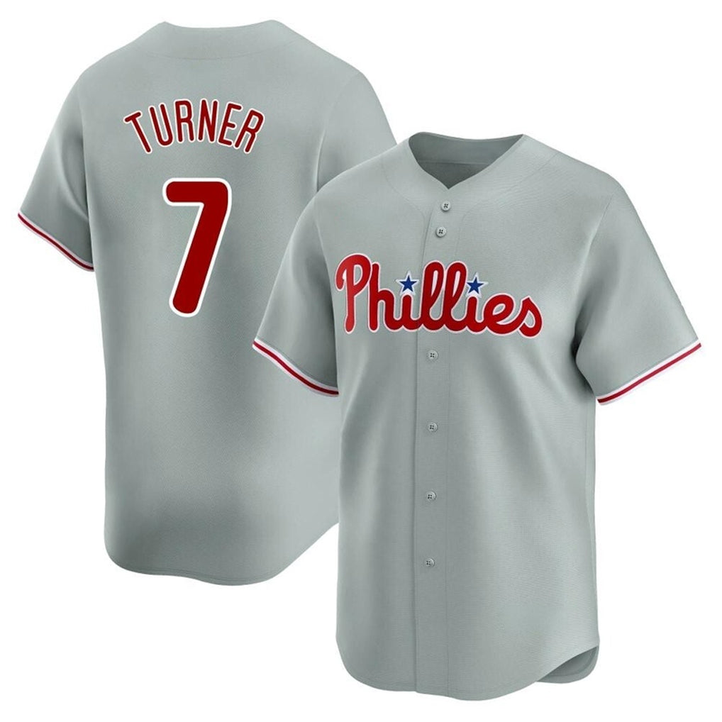 Vanessashop P.Phillies #7 Trea Turner Player Gray Home Limited Stitched Jerseys