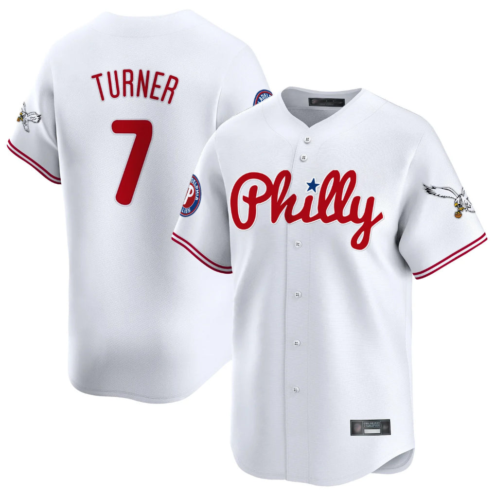 Vanessashop P.Phillies #7 Trea Turner Player White Phillies & Eagles Vapor Premier Limited Stitched Jerseys