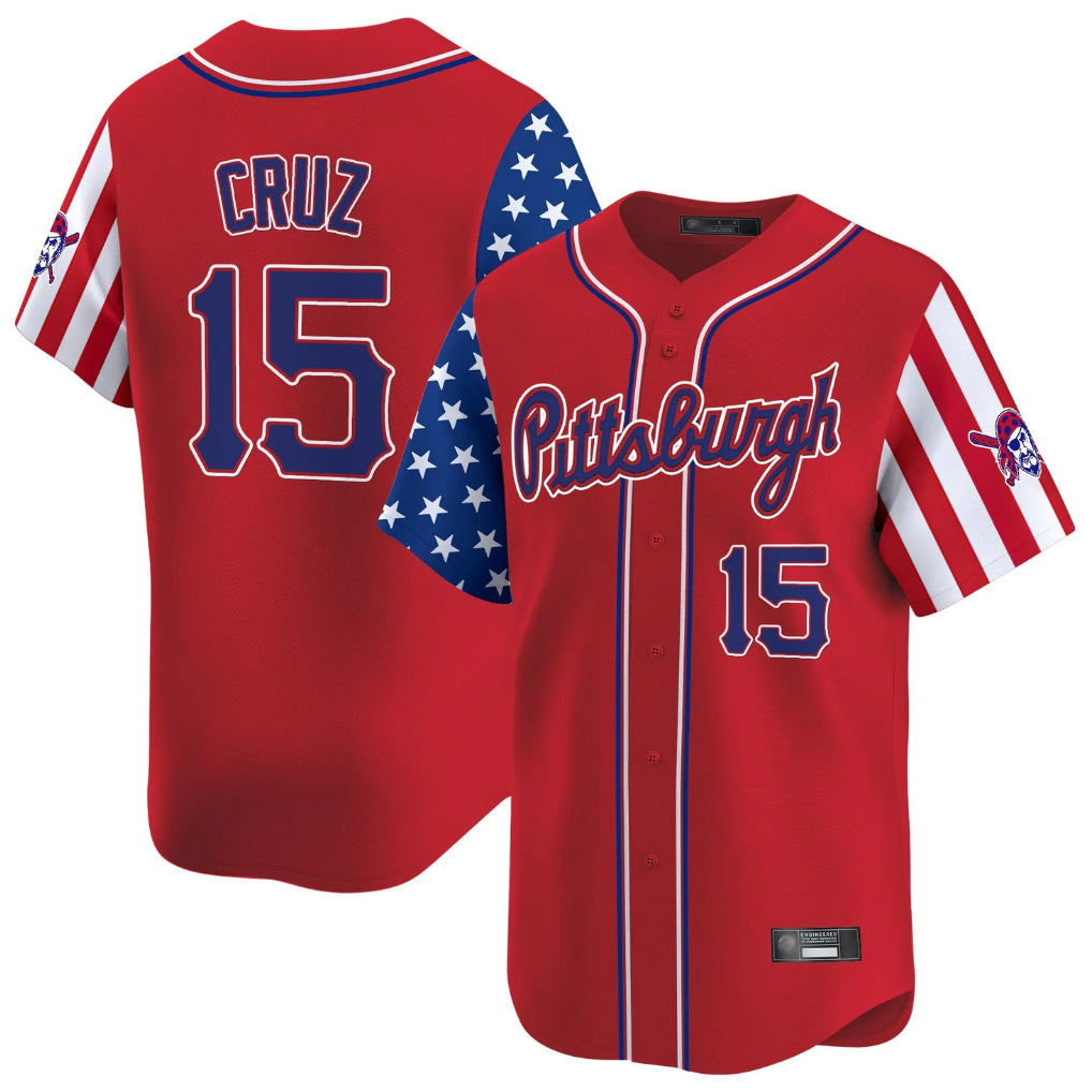 Vanessashop P.Pirates #15 Oneil Cruz Player Red 2025 Independence Day Vapor Premier Limited Stitched Jerseys
