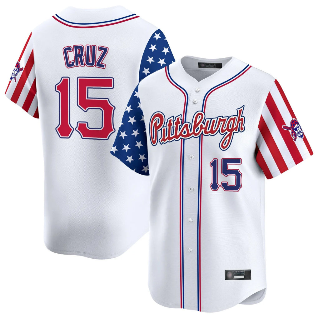 Vanessashop P.Pirates #15 Oneil Cruz Player White 2025 Independence Day Vapor Premier Limited Stitched Jerseys
