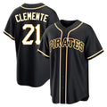 Vanessashop P.Pirates #21 Roberto Clemente Player Black Fashion Out Home Game Stitched Jerseys