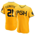Vanessashop P.Pirates #21 Roberto Clemente Player Gold City Connect Home Limited Elite Stitched Jerseys