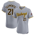 Vanessashop P.Pirates #21 Roberto Clemente Player Gray Road Home Limited Elite Stitched Jerseys