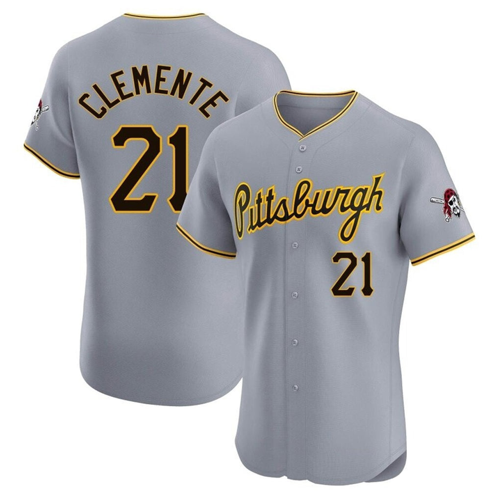 Vanessashop P.Pirates #21 Roberto Clemente Player Gray Road Home Limited Elite Stitched Jerseys